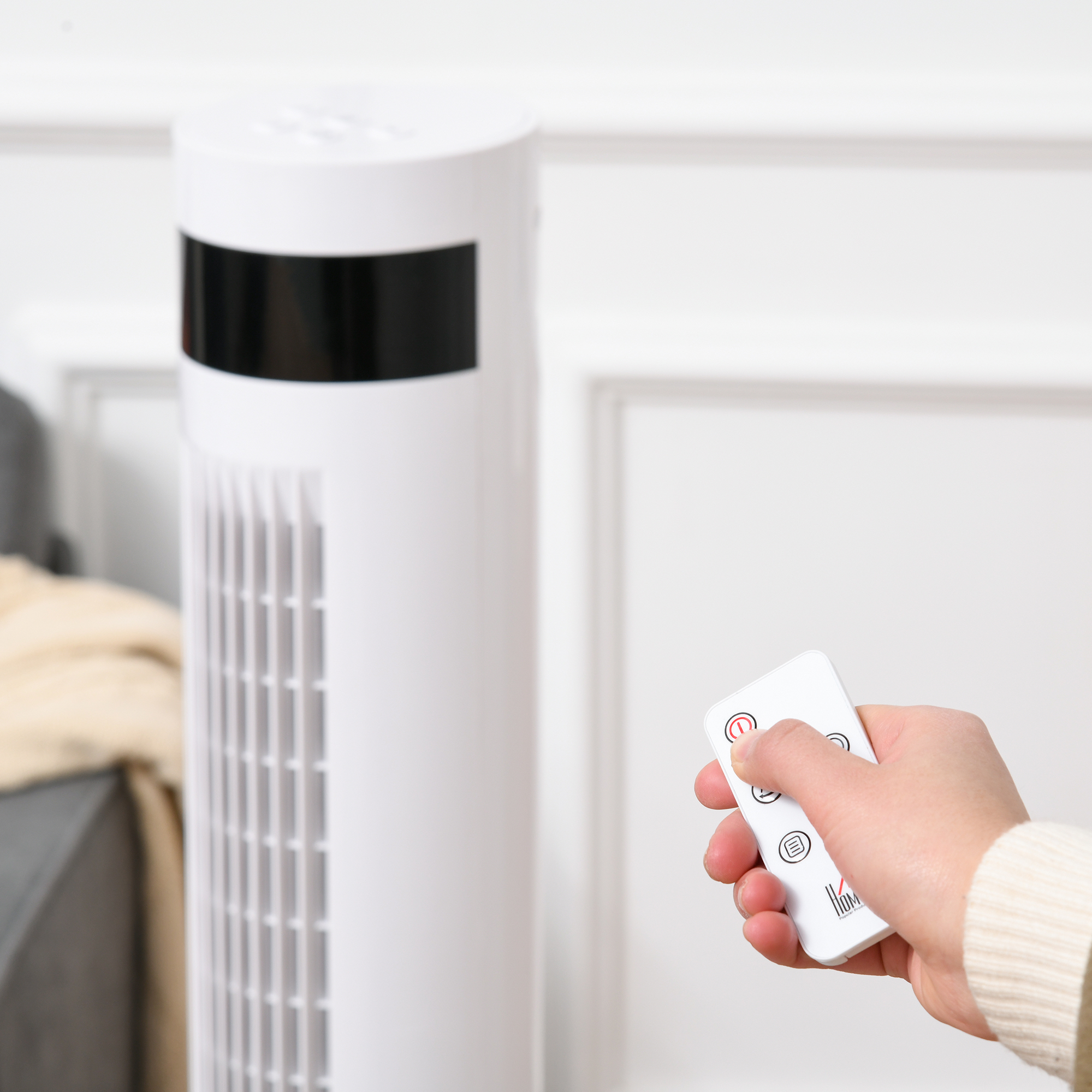 Turmventilator 30 Ø x 110H cm in Weiß mit Fernbedienung