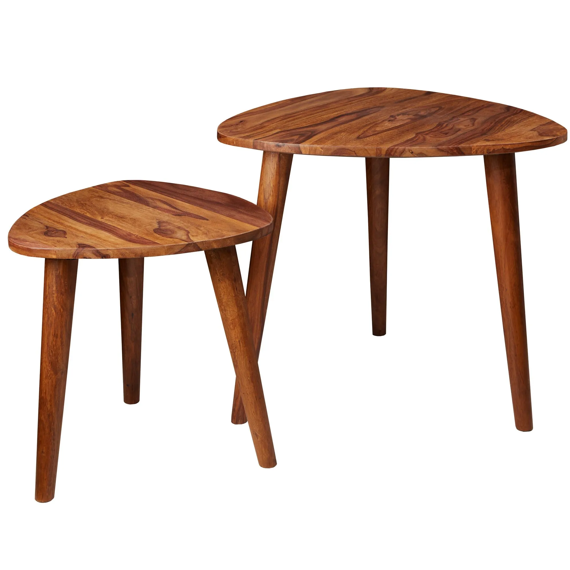 Wohnling Design Satztisch WL5.574 Sheesham Massivholz Beistelltisch 2er Set Klein Wohnling Design Satztisch WL5.574 Sheesham Massivholz Beistelltisch 2er Set Klein