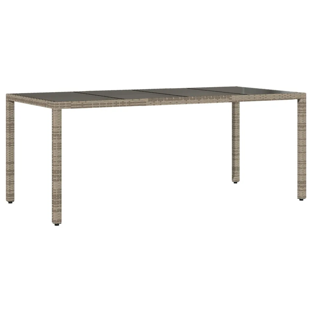 Gartentisch mit Glasplatte 190 x 90 x 75 cm Grau