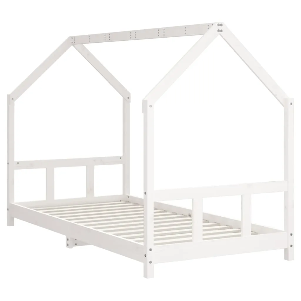 Kinderbett Weiß aus massivem Kiefernholz 195,5 x 95,5 x 133 cm