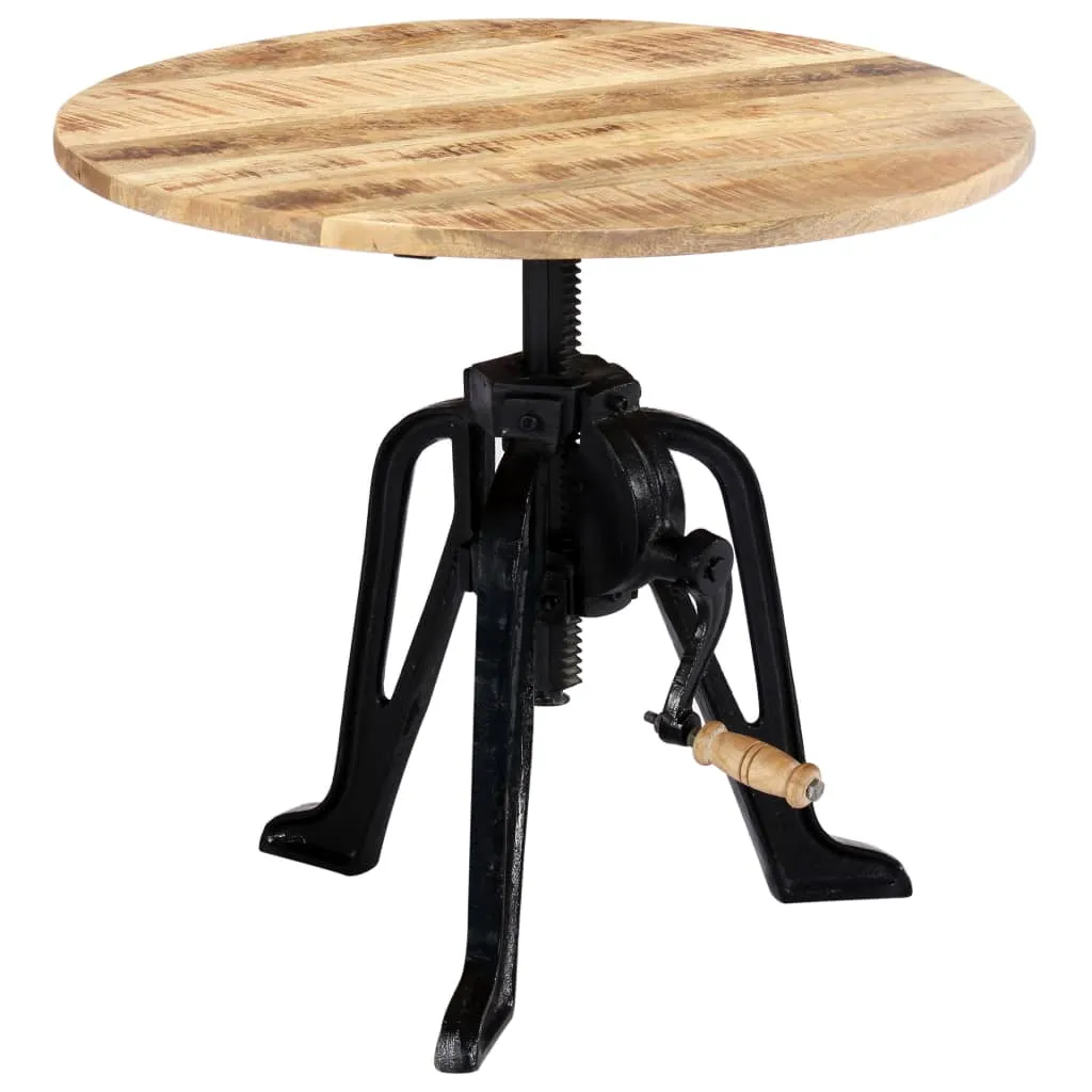 Beistelltisch aus Vollholz mit Gusseisenbasis, 60 x (46-63) cm