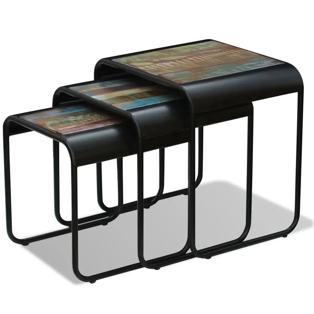 Vintage Satztisch-Set 54x45x56, 48x45x50, 41x45x45 cm Mehrfarbig