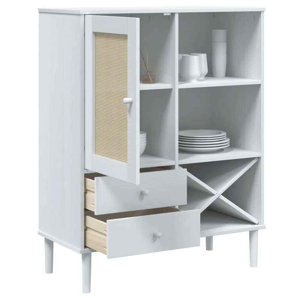 Highboard Weiß aus massivholz mit UV-Lackierung 90 x 40 x 112 cm