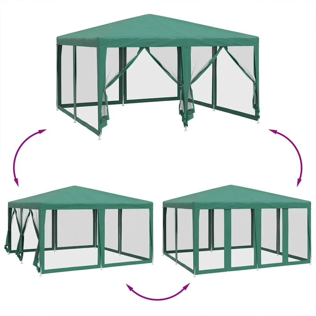 Grünes Partyzelt 400x400x268 cm mit 8 Mesh-Seitenteilen und wasserfestem Dach