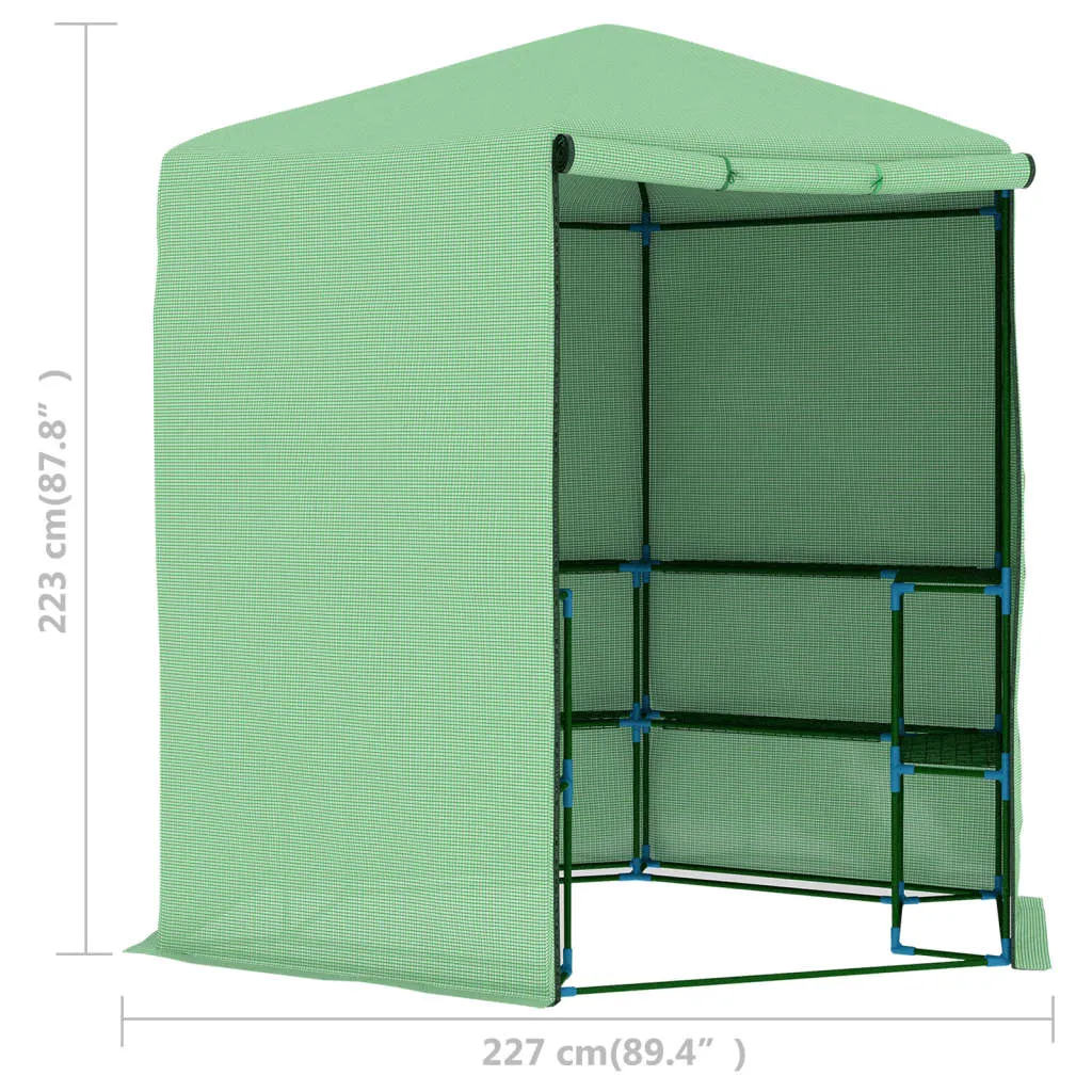 Gewächshaus 227x223 cm Grün mit PE-Netzgewebe und Stahlrahmen