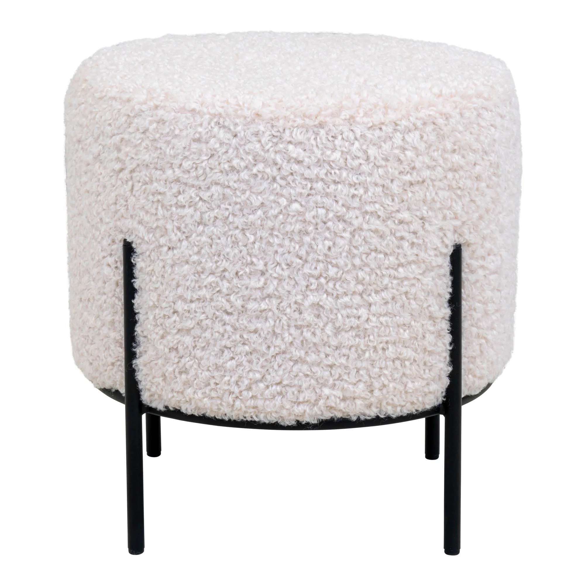tinkaro Pouf Alford 100% Polyester, Kiefernholz, Stahl Weiß