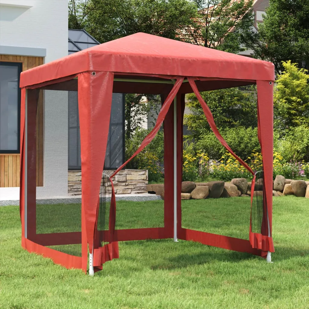 Partyzelt Rot 200 x 200 x 240 cm mit 4 Mesh-Seitenwänden