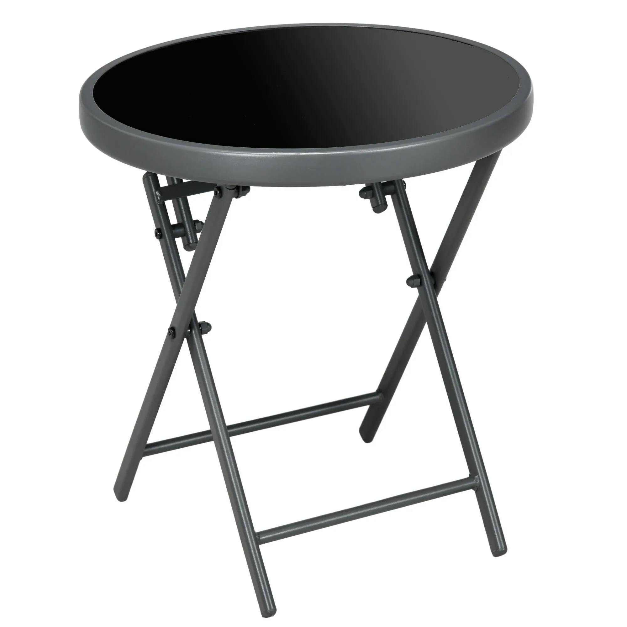 Klapptisch Ø45 x 50H cm Schwarz für Garten und Balkon