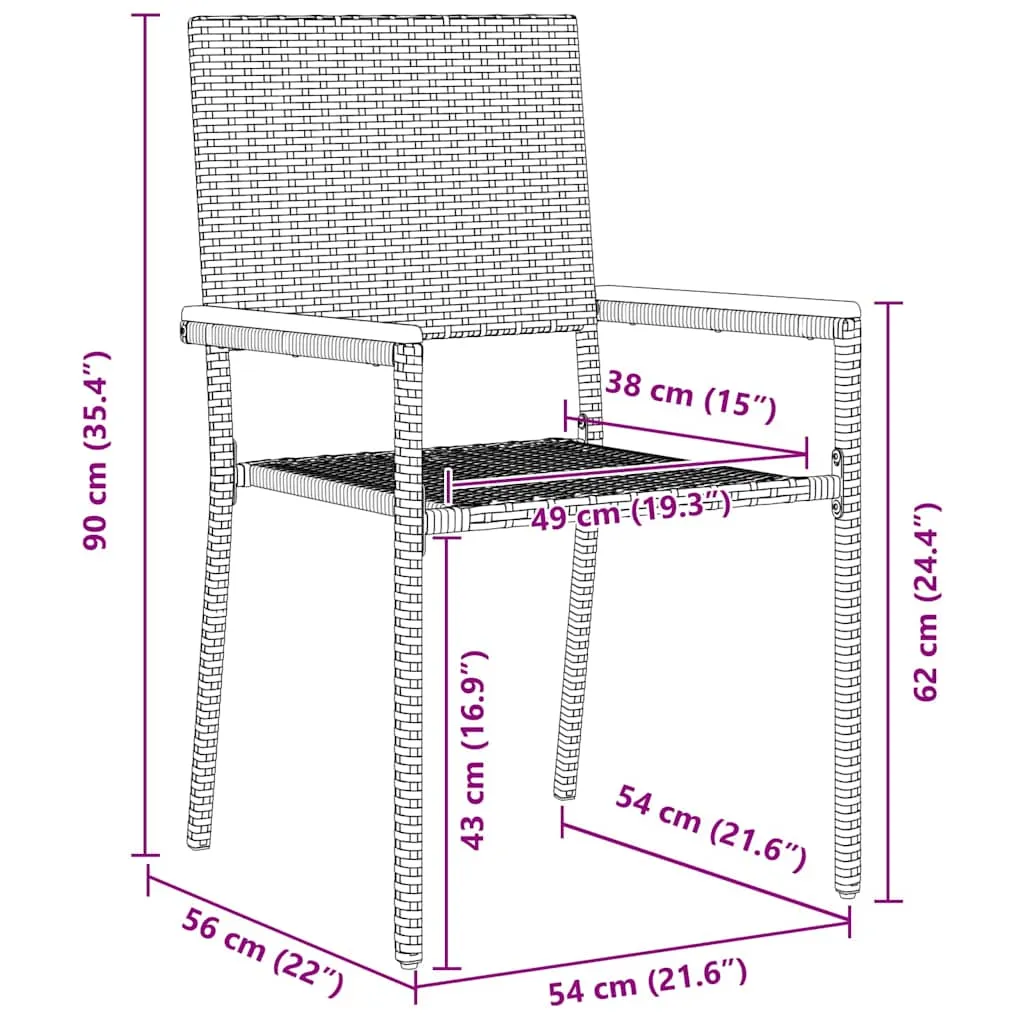 Gartentisch-Set Schwarz 190 x 80 x 75 cm für den Außenbereich