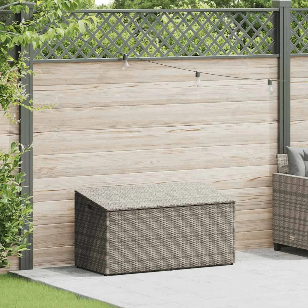 Garten-Aufbewahrungsbox PE-Rattan Grau 110x50x58 cm