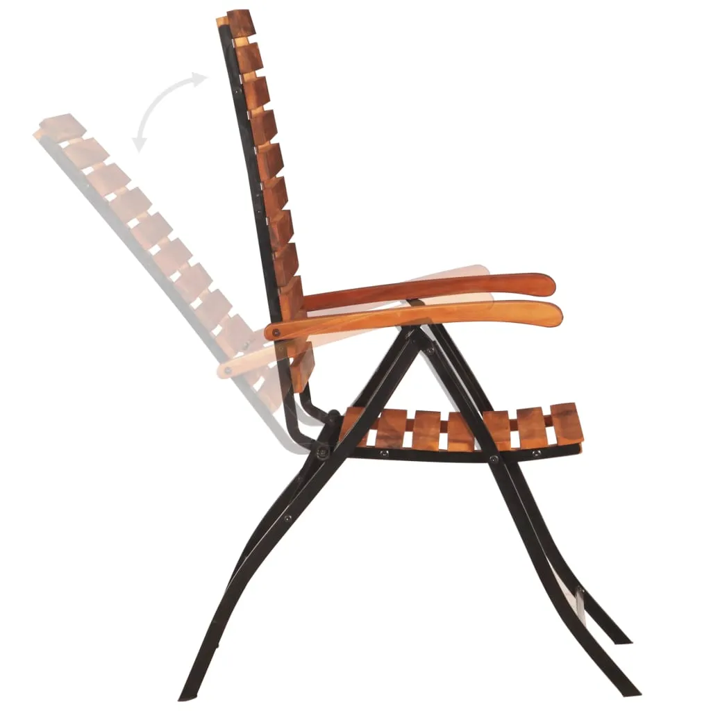 Gartenstühle aus Echtholz mit Stahlrahmen 59x(73-98)x(97-111) cm