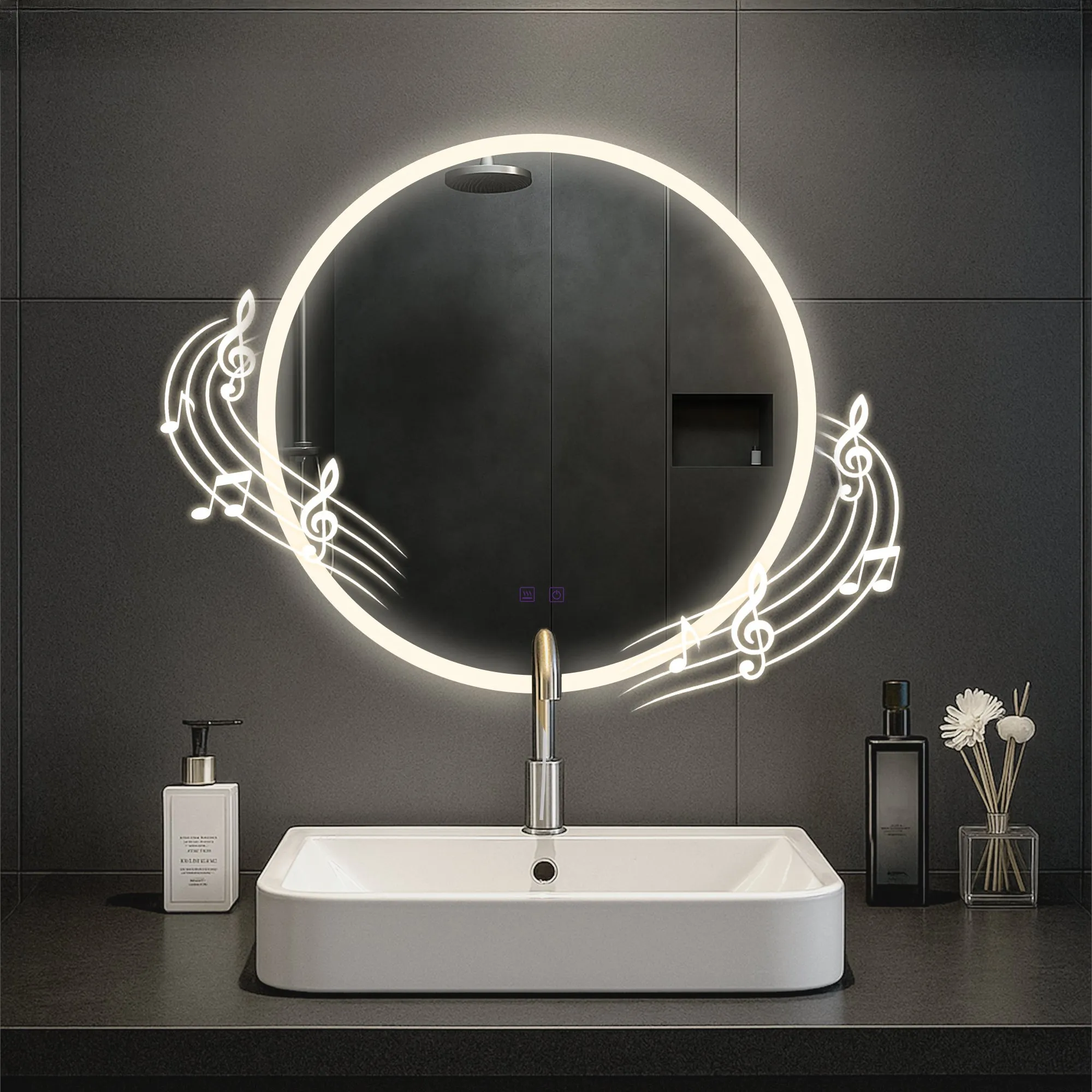 Badspiegel Laconia Bluetooth LED 60x60 klarglas
