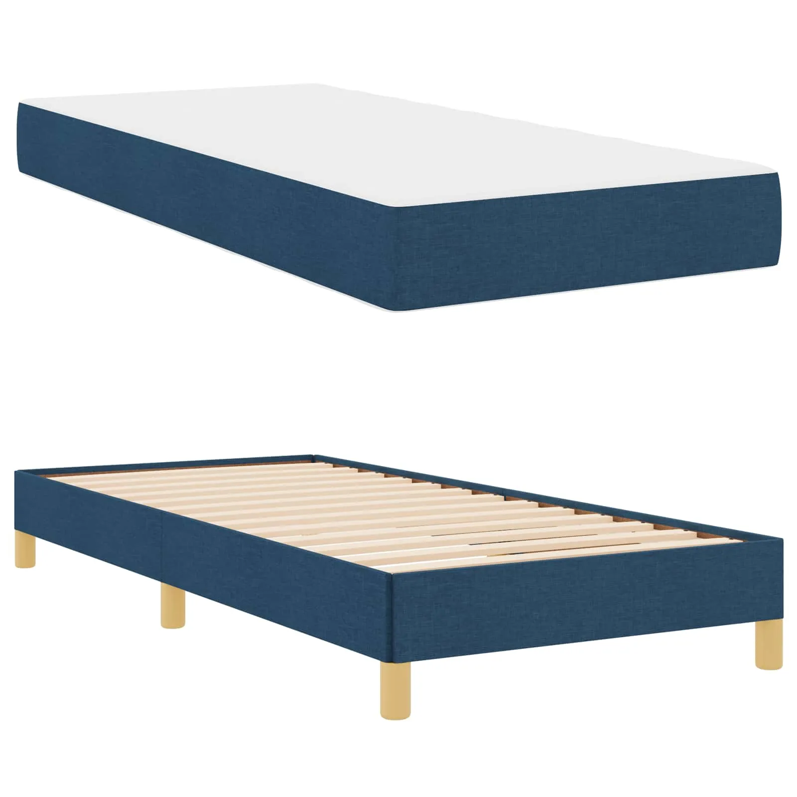 Boxspringbett mit Matratze, Stoff, 200 x 80 cm, Blau