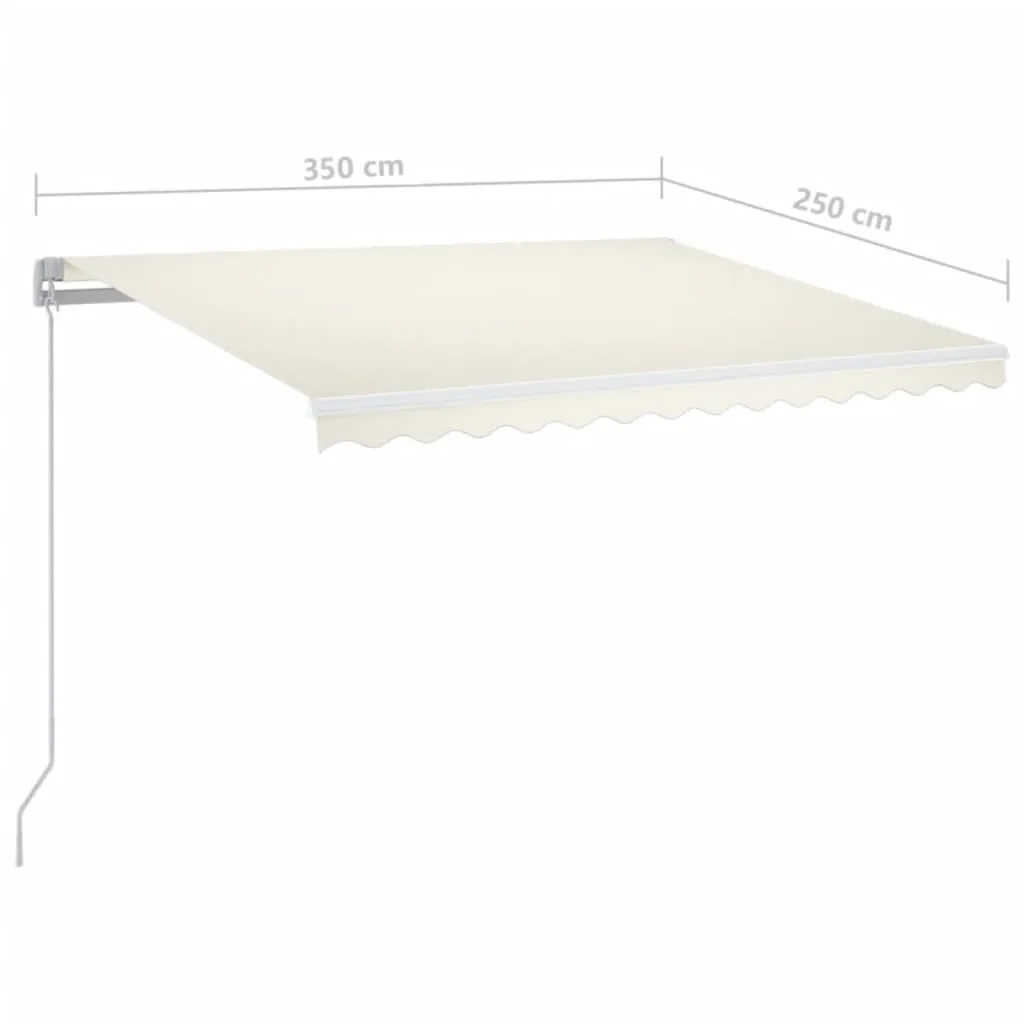 Versenkbare Outdoor-Markise 350x250 cm Creme mit weißem Aluminiumrahmen