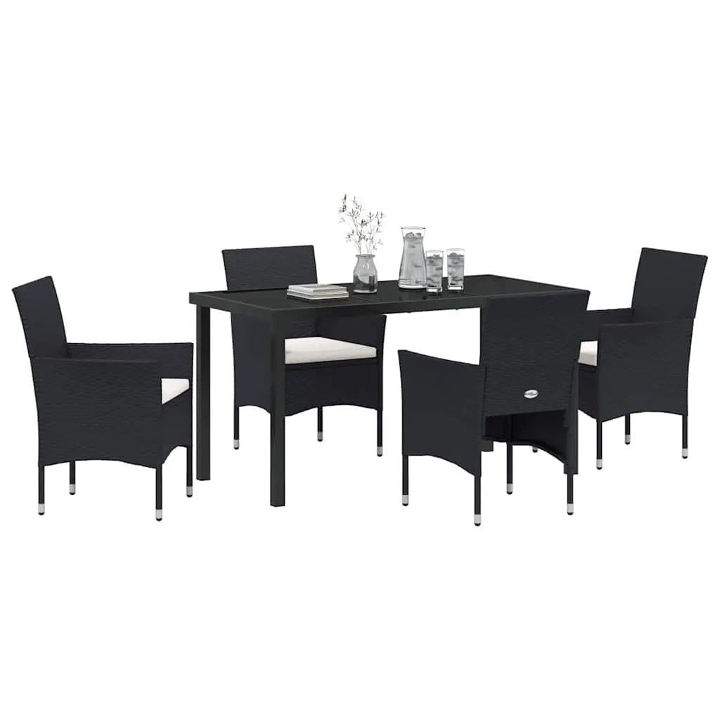 Modernes Gartendining-Set Schwarz 160x80x73 cm Tisch & 52x57x84 cm Stühle