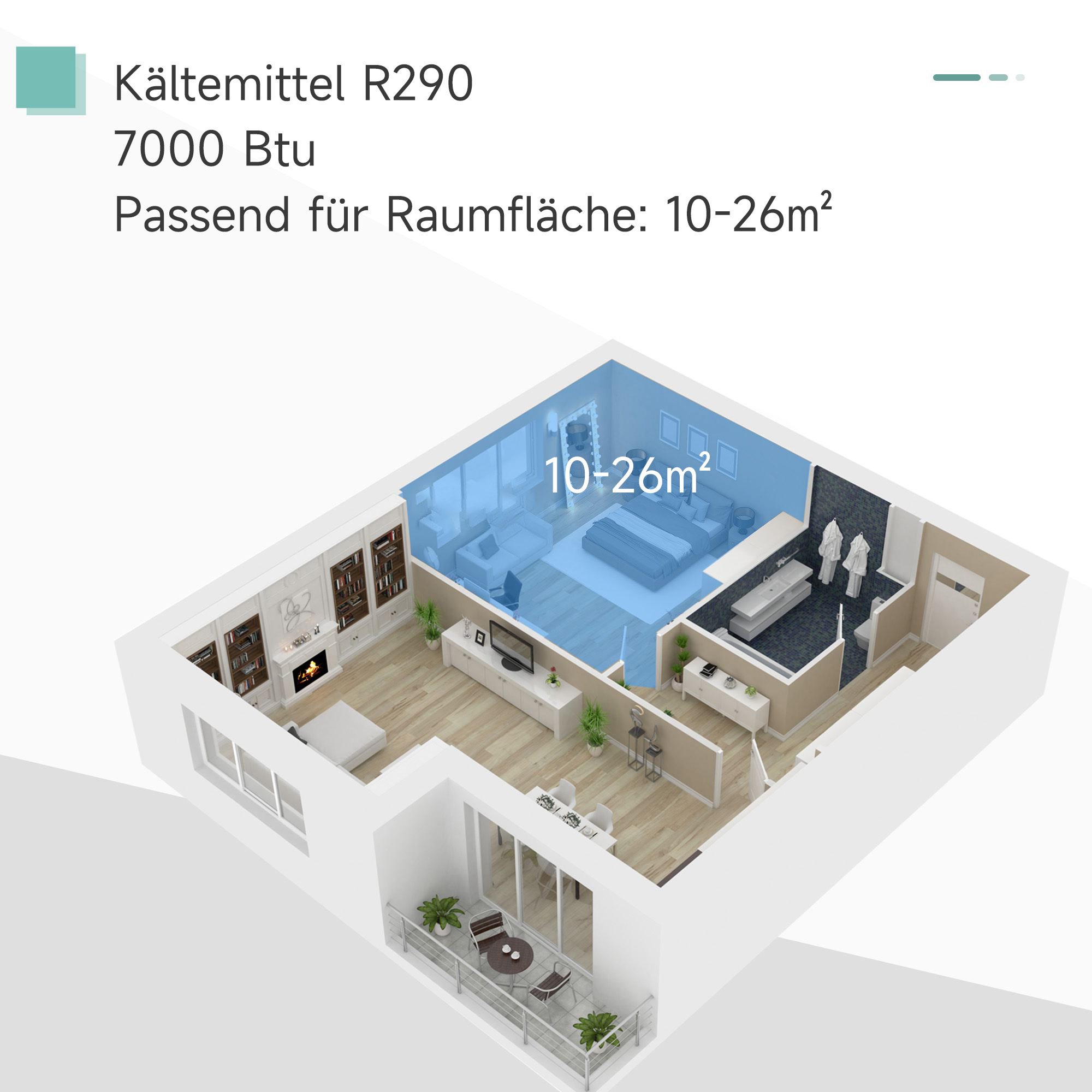 Mobile Klimaanlage 30,5x32,8x67,8 cm in Weiß