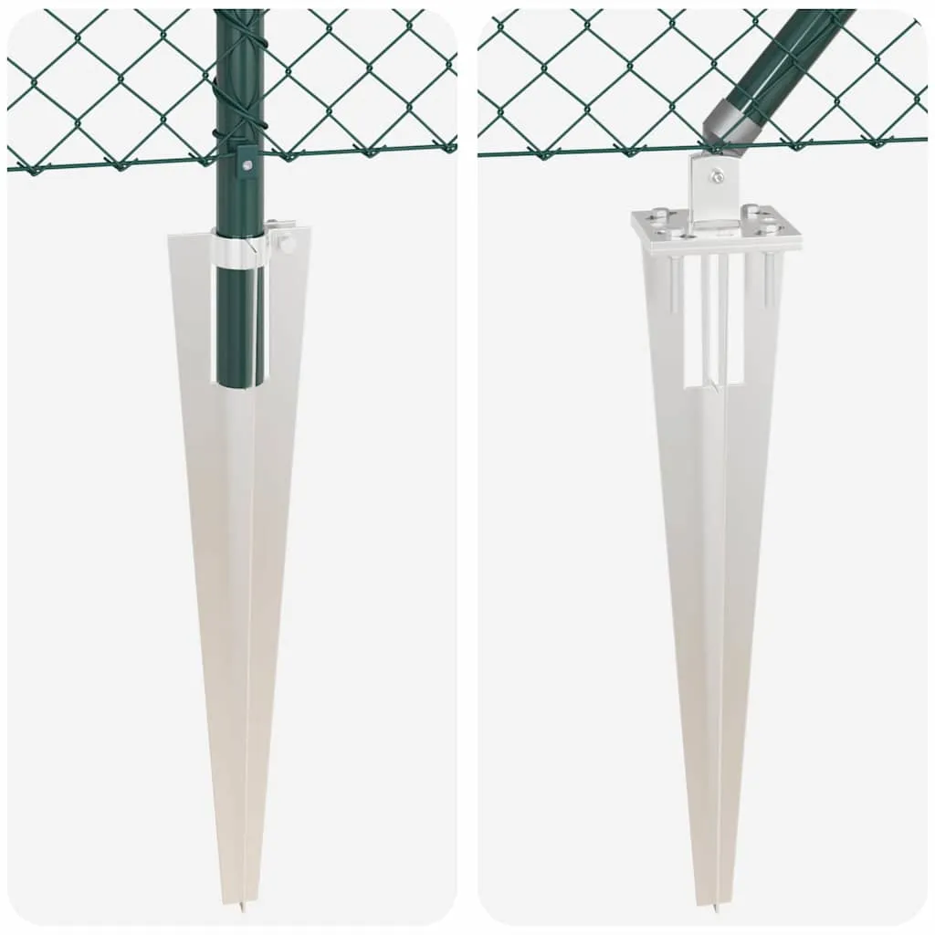 Zaunpfosten-Set Grün 1000 x 3,2 x 80 cm aus Stahl und PVC