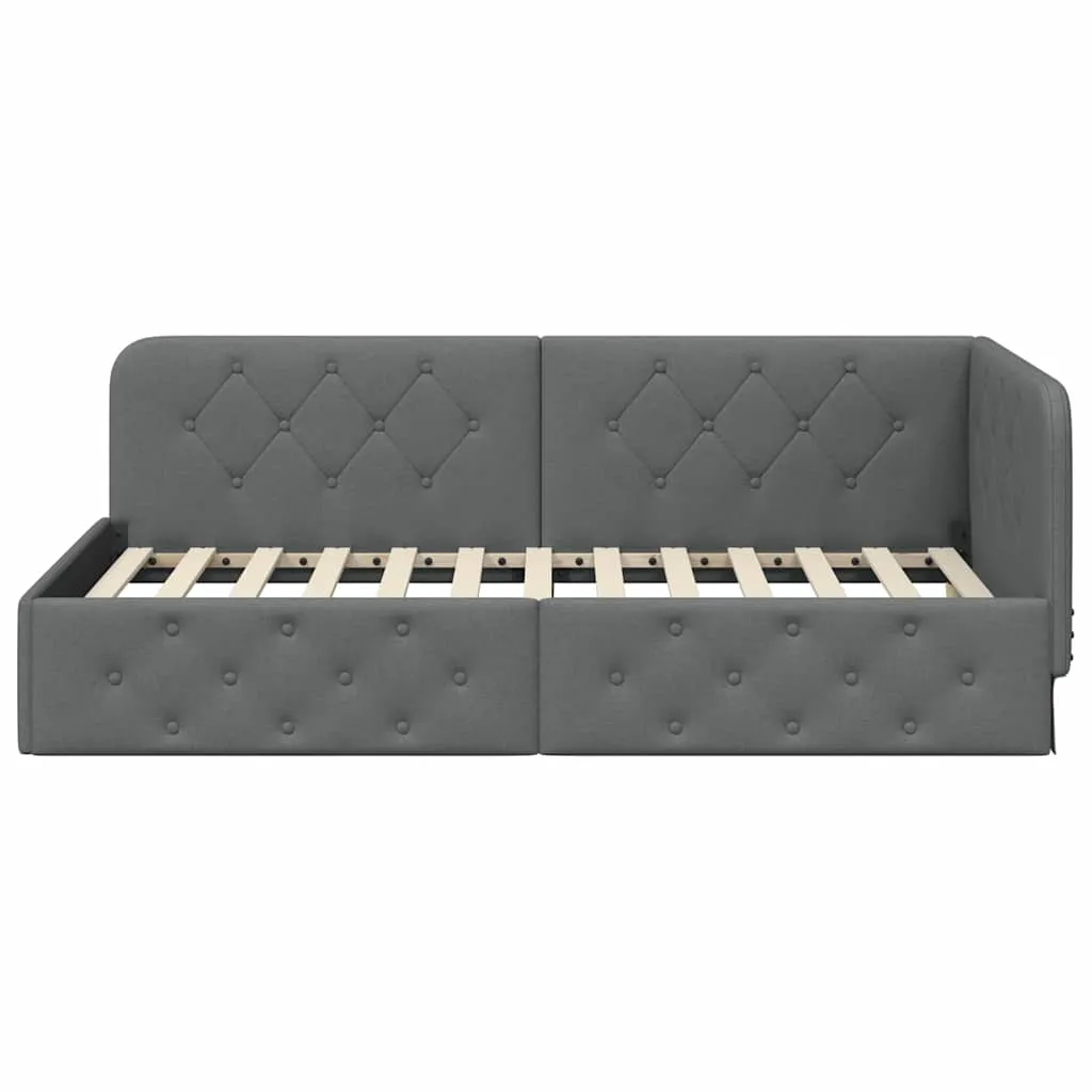 Eckbettgestell 204 x 94 x 72 cm Dunkelgrau