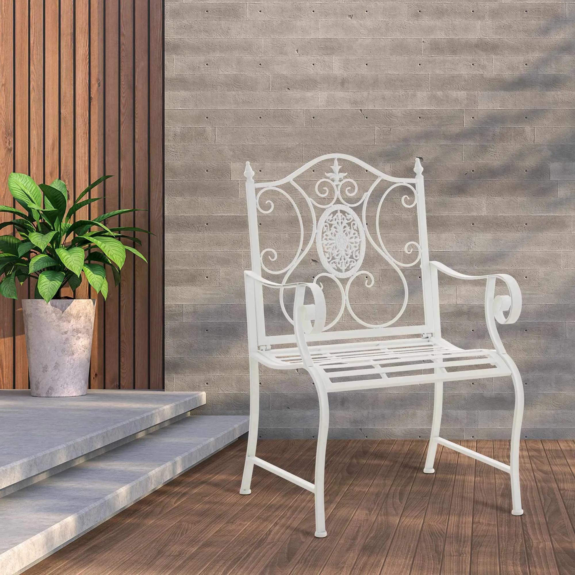 Gartenstühle Punjab 2er Set 94x62x53 cm weiß