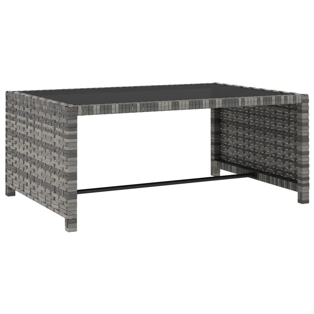 Sonnenliegen 2 Stk. mit Tisch Poly Rattan Grau