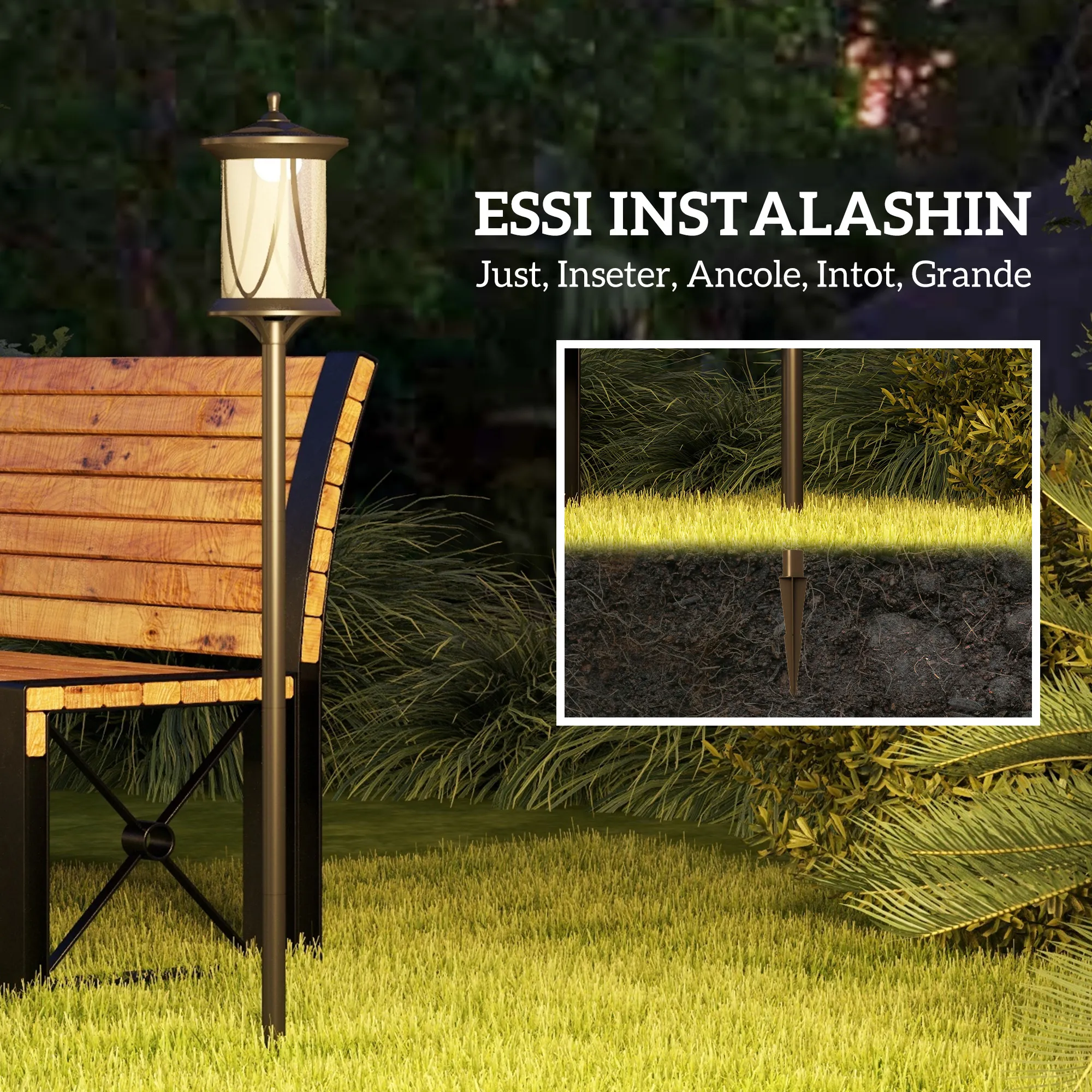 Solar Gartenleuchte LED Wegleuchte Schwarz 127 cm hoch