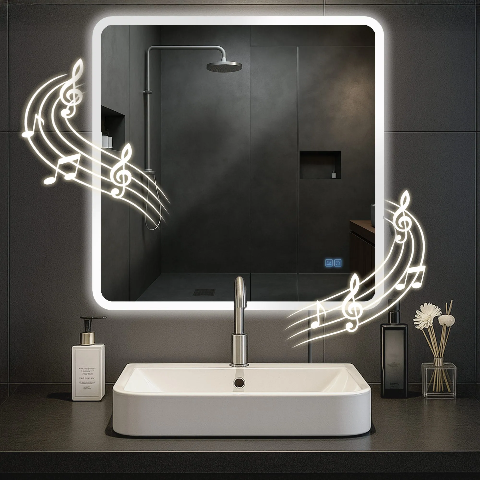 Badspiegel Jericho Bluetooth 80x80 klarglas