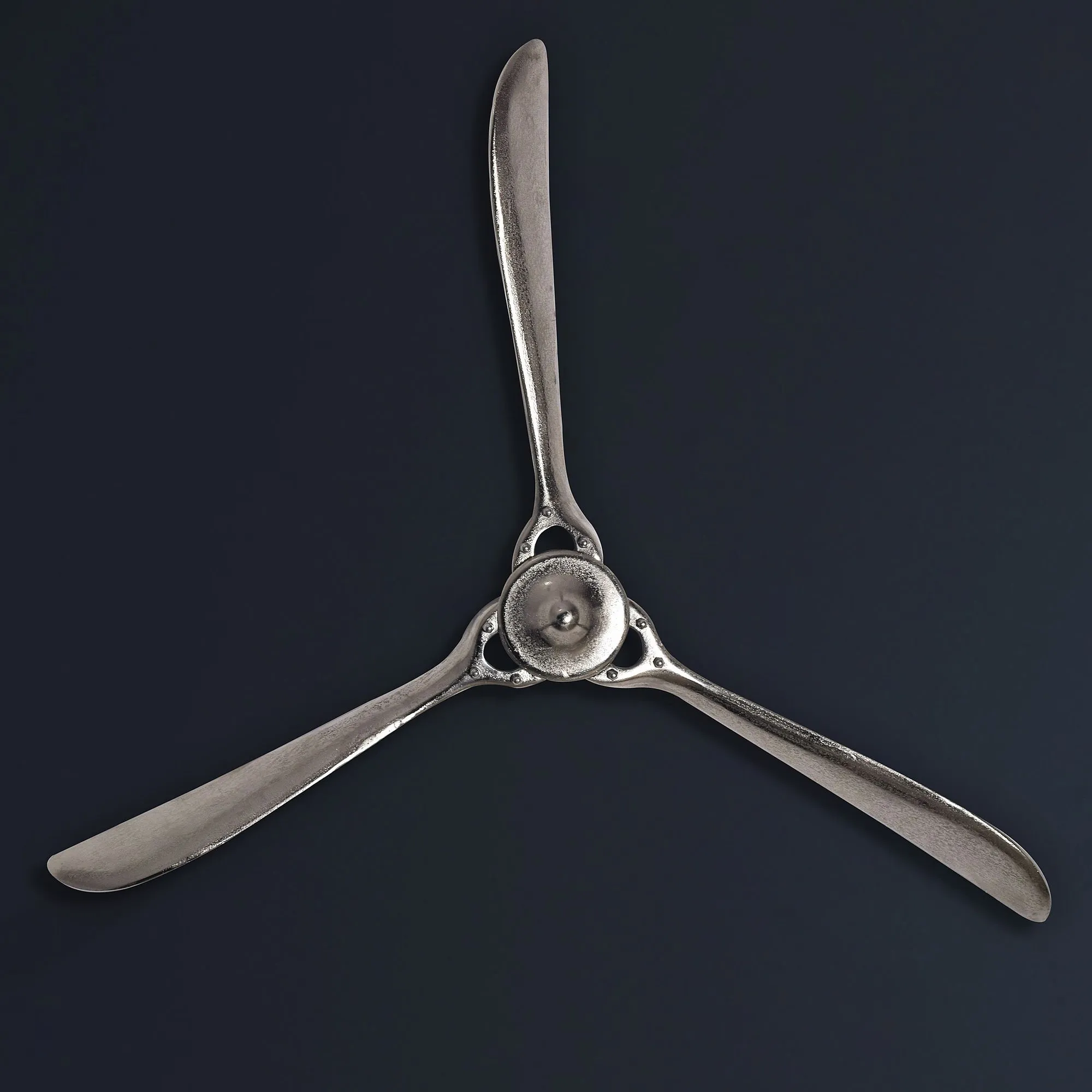 Deko Propeller 85x85 cm Silber Metall Flugzeug Wandpropeller