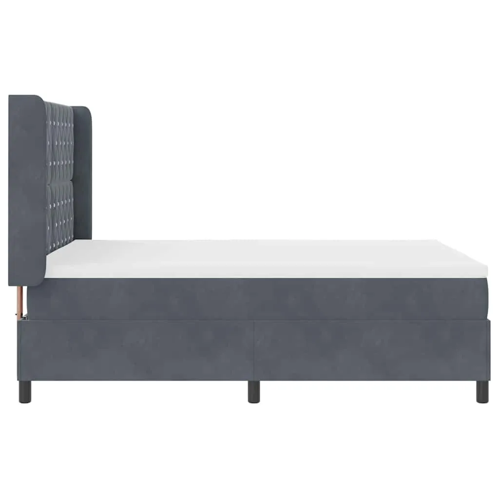 Boxspringbett mit LED-Beleuchtung, Samt, 140x200 cm, Dunkelgrau