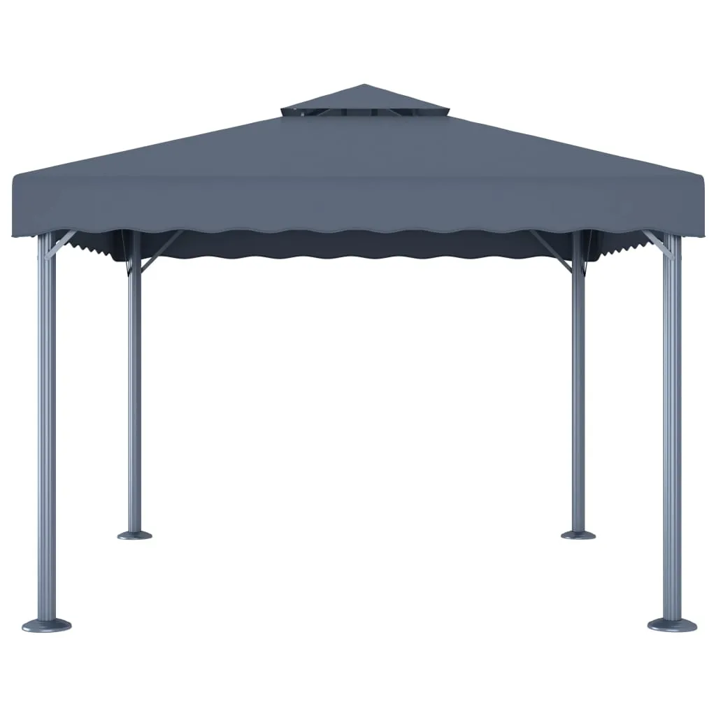 Pavillon Anthrazit 300x300x270 cm mit Solar-Lichterkette und Aluminium-Stahl-Gestell