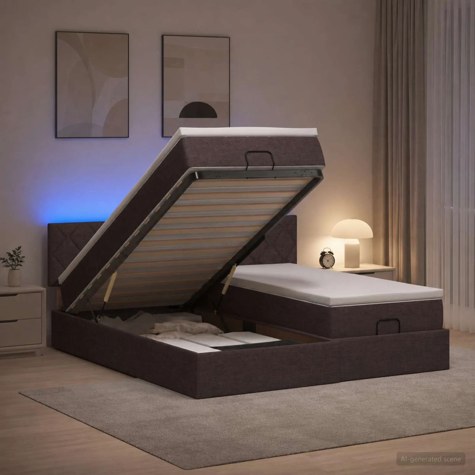 Ottoman-Bett mit Matratze 200x200 cm Dunkelbraun