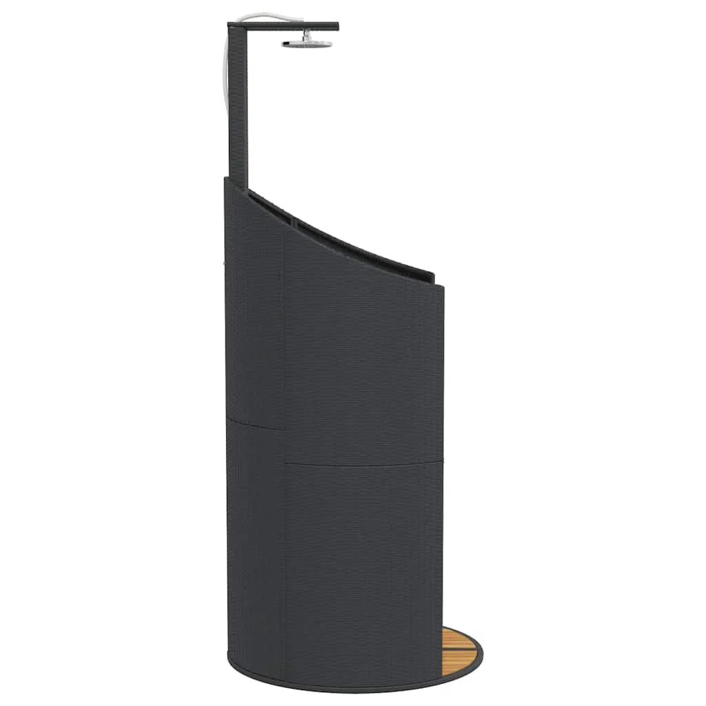 Gartendusche Schwarz 100x100x241,5 cm Poly Rattan Akazienholz