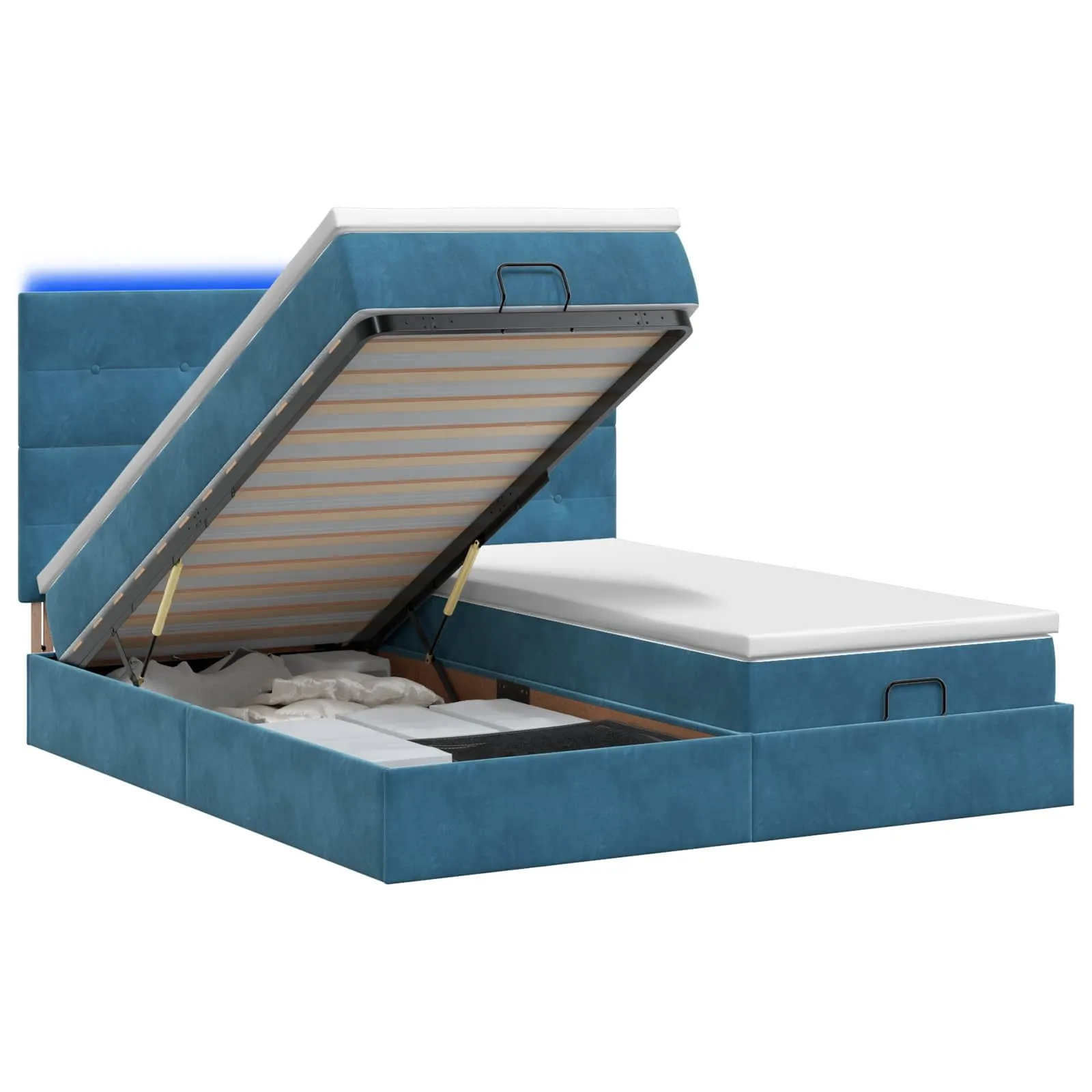 Ottoman-Bett mit Matratze 203x180x88 cm Dunkelblau