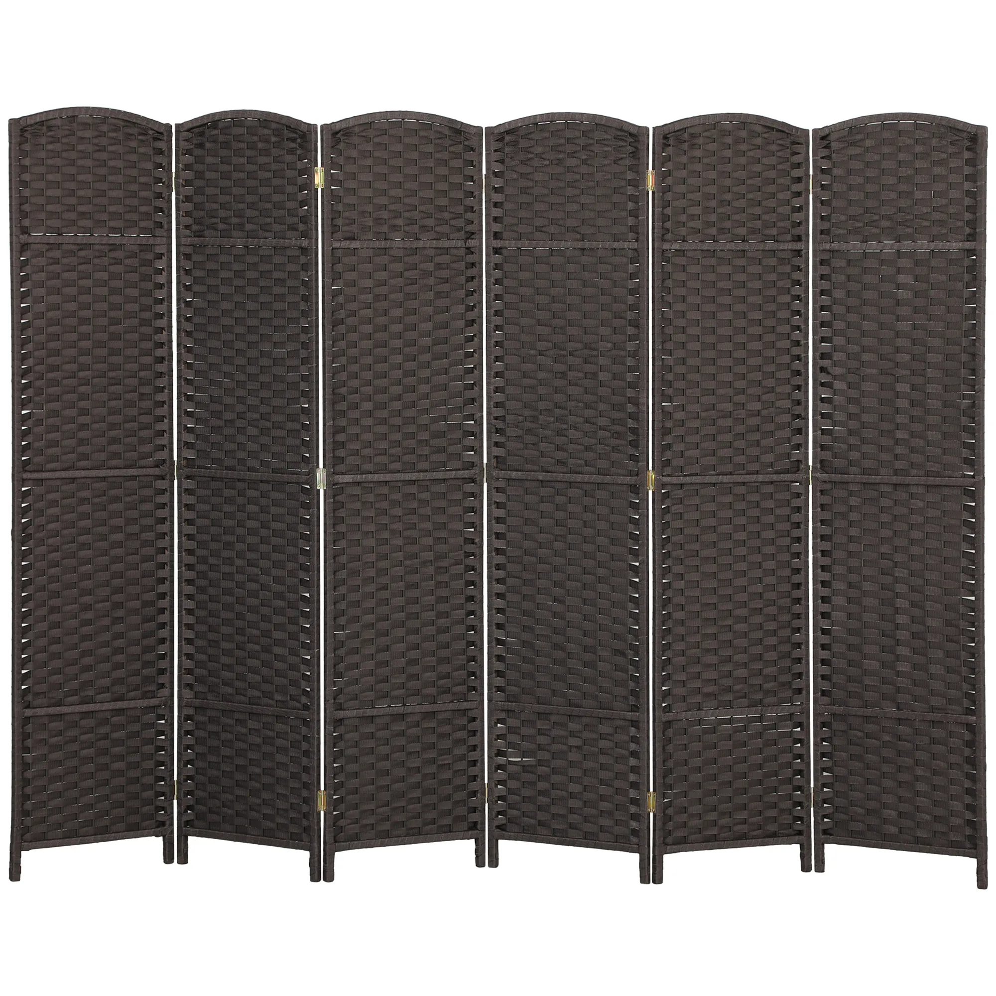 6-teiliger Raumtrenner, Faltbarer Sichtschutz, Sichtschutzwand für Wohnzimmer, Schlafzimmer, Homeoffice, Braun
