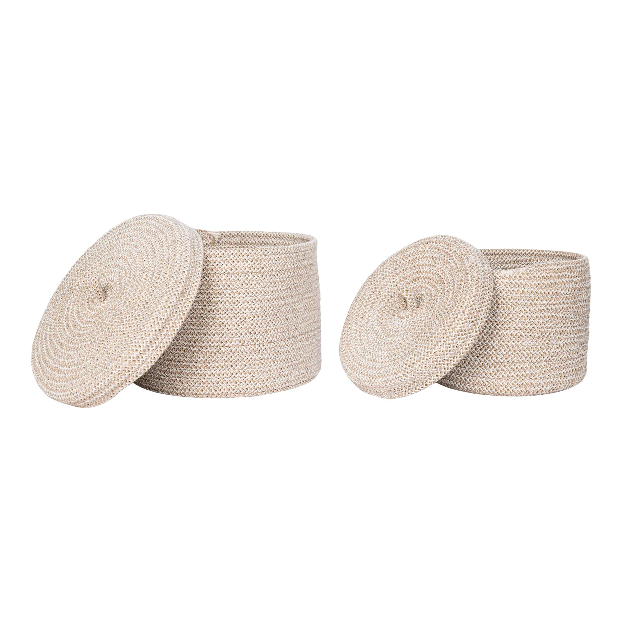tinkaro Sebal Körbe Set aus 2 Baumwolle Beige