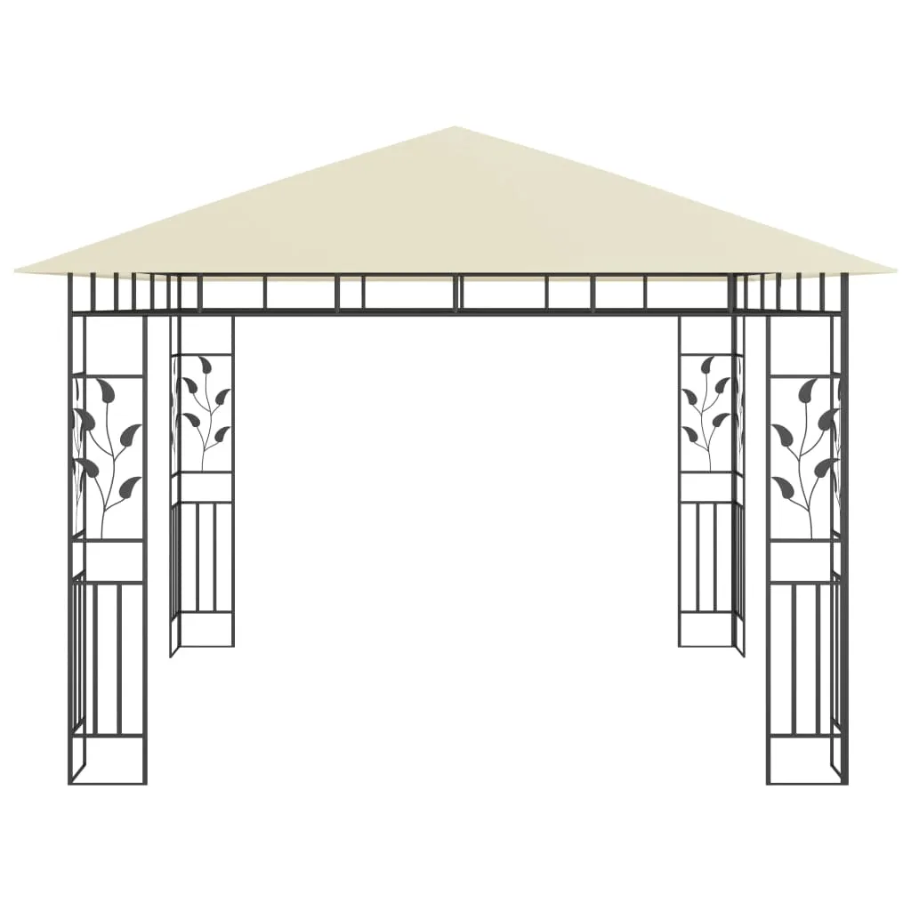 Pavillon 3x3x2,73 m Creme mit Metallrahmen und Stoffdach