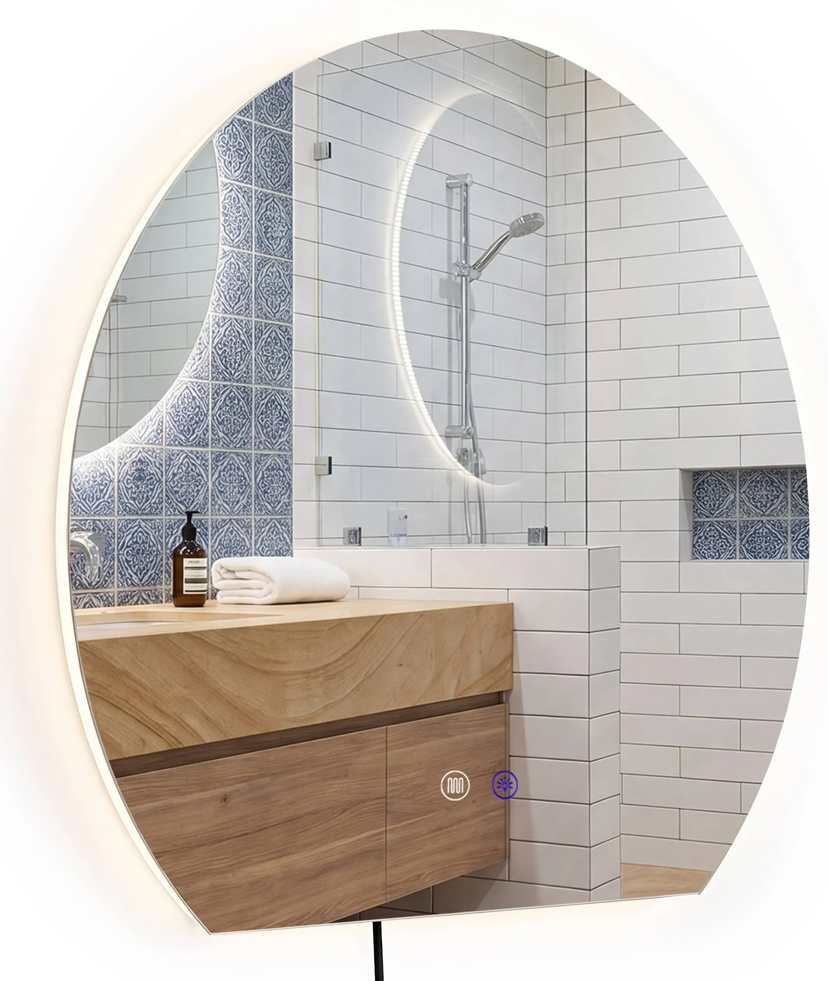LED-Badspiegel Baloni 60x50x3 cm Klarglas