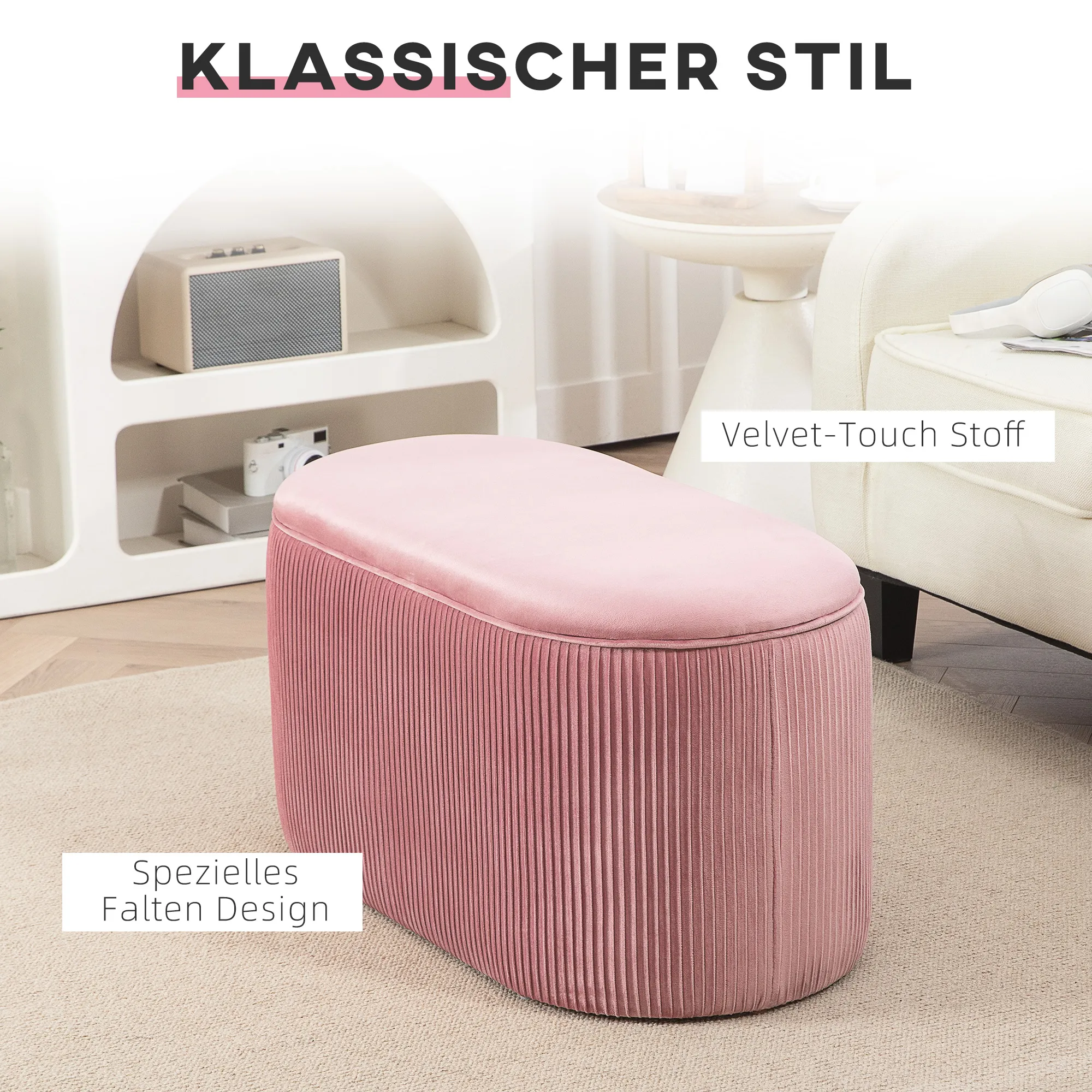 Sitzbank Rosa 81B x 40T x 41H cm mit Stauraum