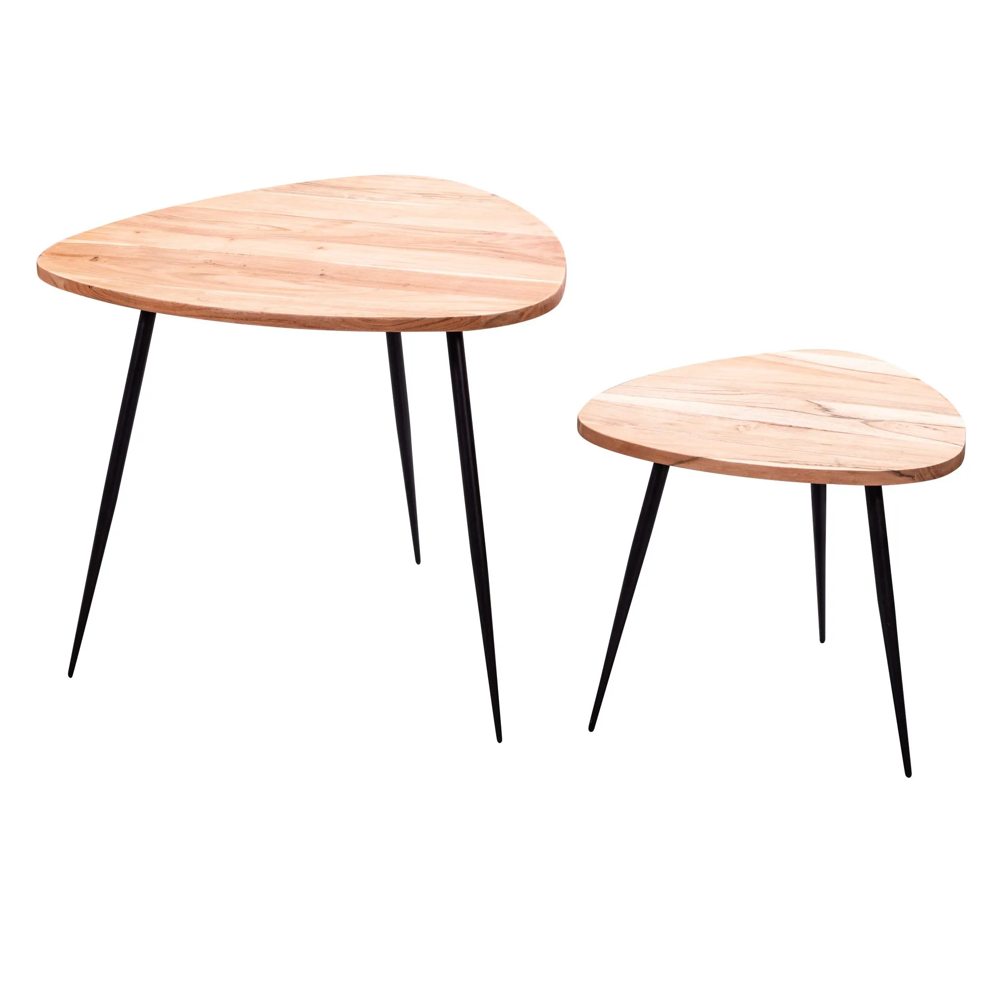 Wohnling 2er Set Satztisch Akazie Massivholz / Metall Couchtisch Klein Wohnling 2er Set Satztisch Akazie Massivholz / Metall Couchtisch Klein
