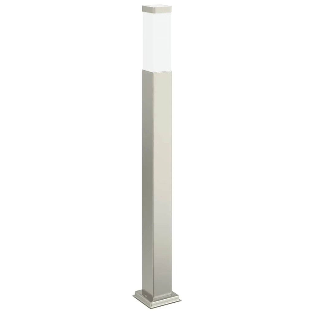 Silberne Pollerleuchte aus Edelstahl 10x10x80 cm mit IP44-Schutz