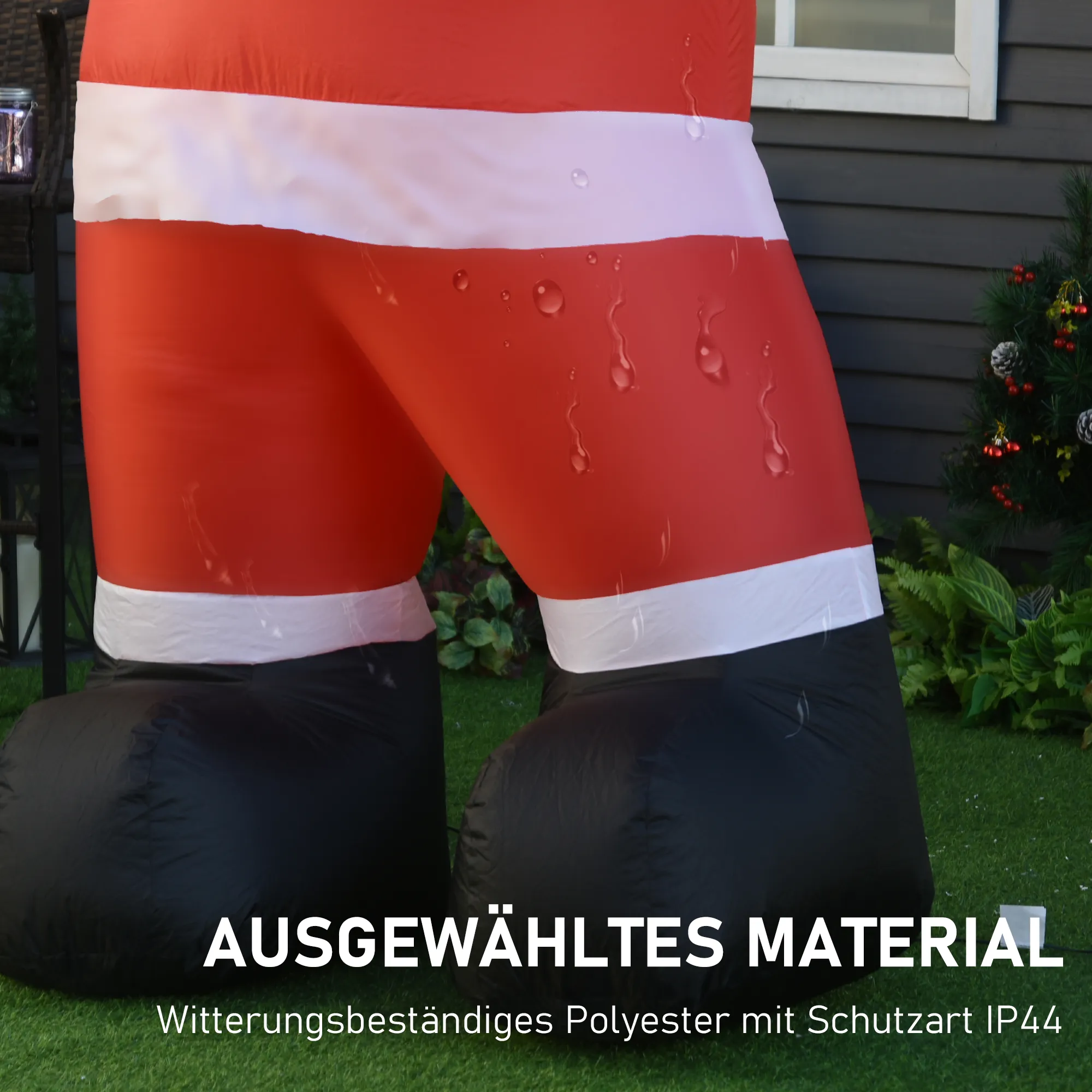 Aufblasbar Weihnachtsdeko, 2,4 m Weihnachtsmann mit LED-Beleuchtung, Zuckerstange für Innen- und Außenbereich