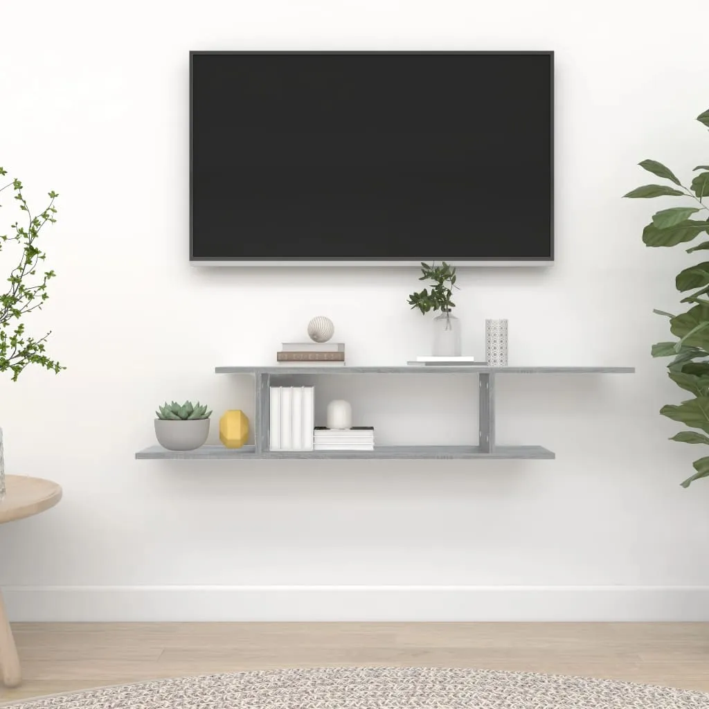 TV-Wandregal Holzwerkstoff 125x18x23 cm Grau Sonoma