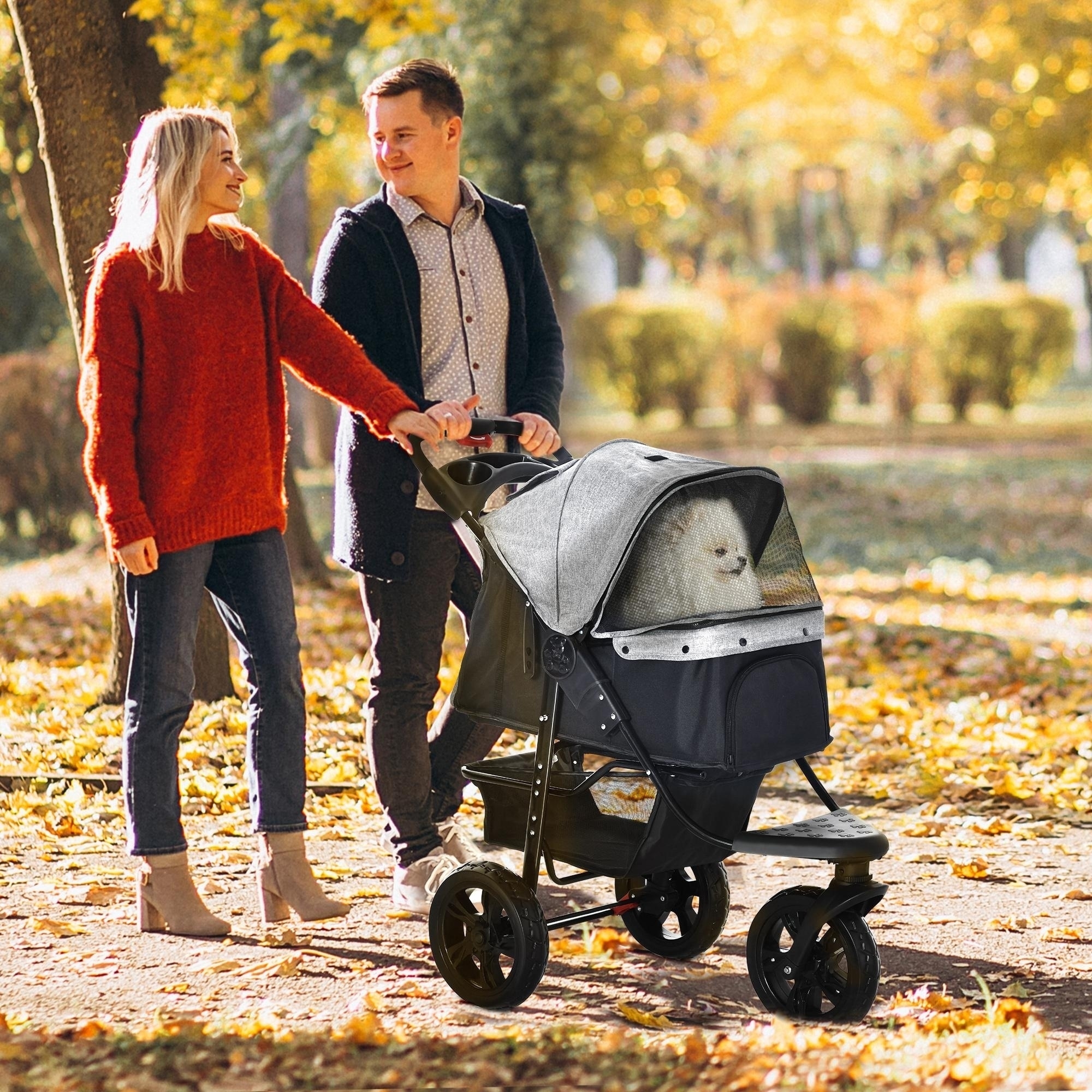 Hundewagen Pet Stroller klappbar aus Oxford-Gewebe Grau+Schwarz