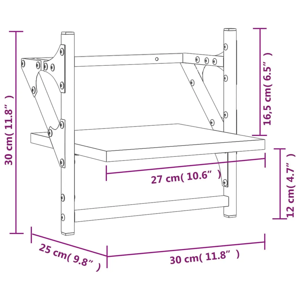 Schwarzes Wandregal 30 x 25 x 30 cm aus Holzwerkstoff