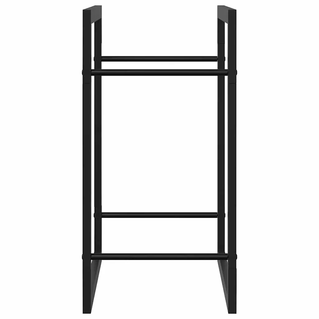 Kaminholzregal aus Stahl Mattschwarz 50 x 28 x 56 cm