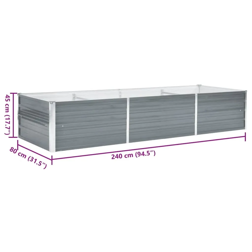 Garten-Hochbeet aus verzinktem Stahl 240 x 80 x 45 cm Grau