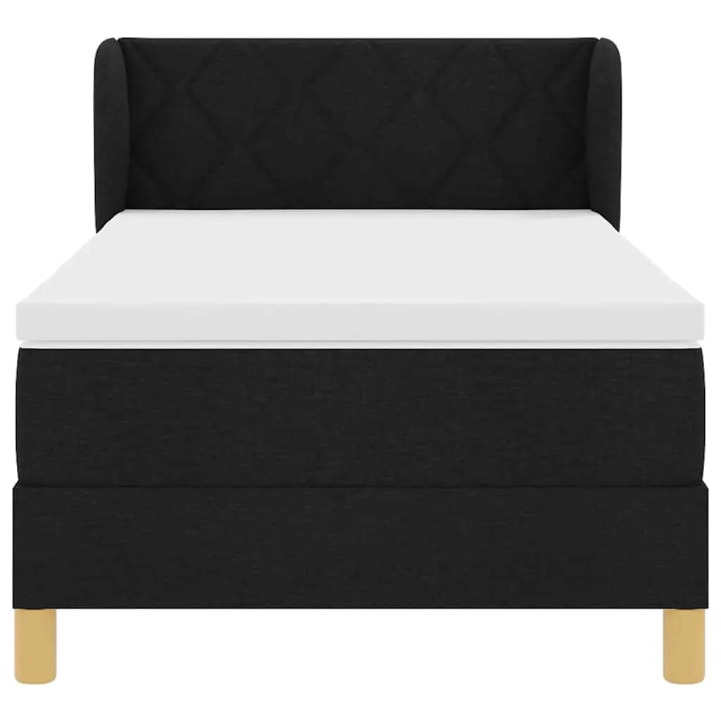 Boxspringbett mit verstellbarem Kopfteil, 90x190 cm, Schwarz