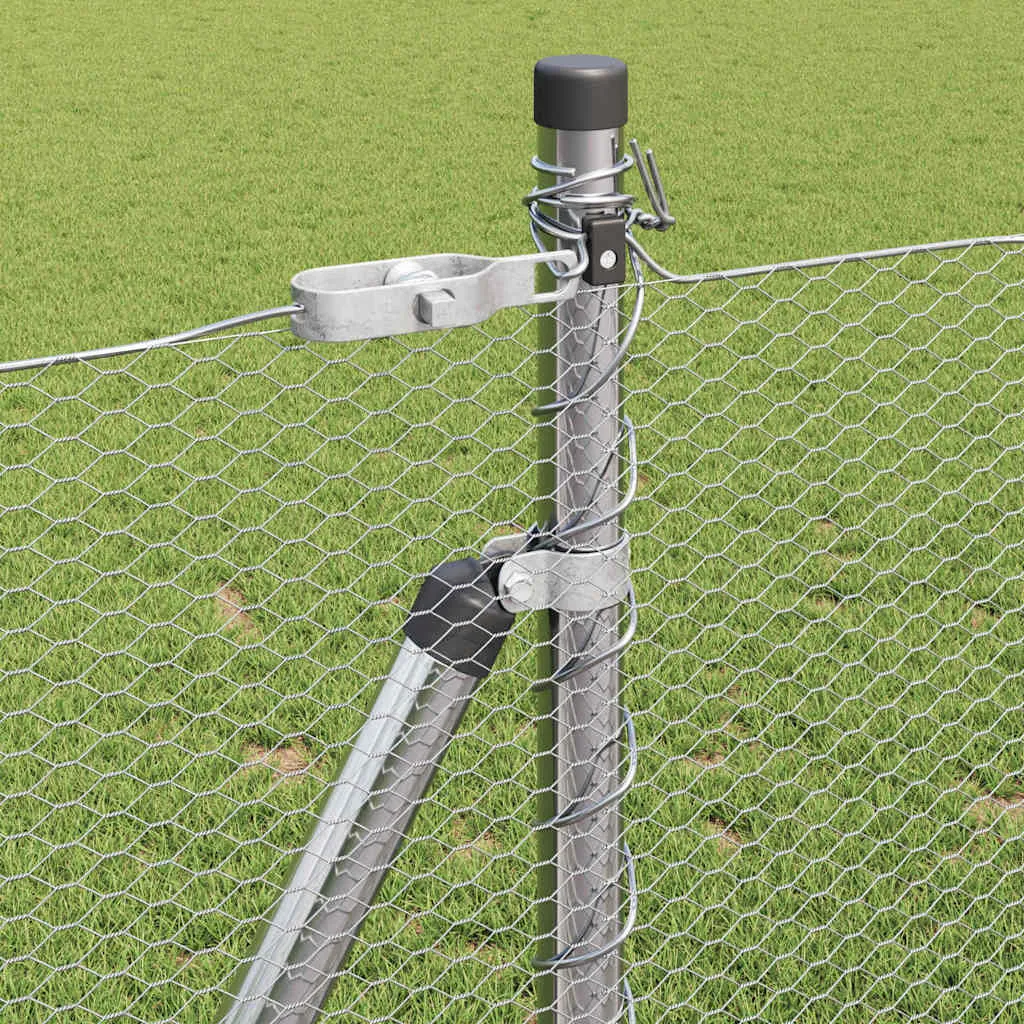 Outdoor-Hexagon-Zaun mit Betonbasis 10 x 0,8 m Silber Netz