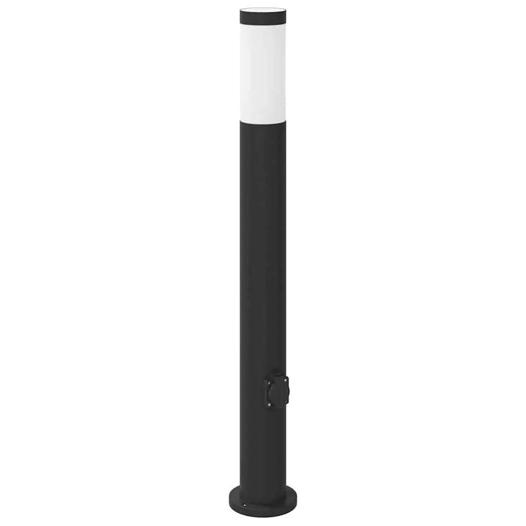 Pollerleuchte Schwarz 11 x 80 cm mit Steckdose und Diffusor