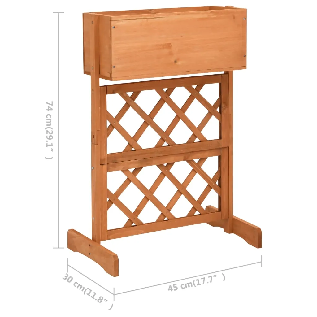 Gartenspalier mit Pflanzkübel aus massivem Tannenholz 45x30x74 cm orange