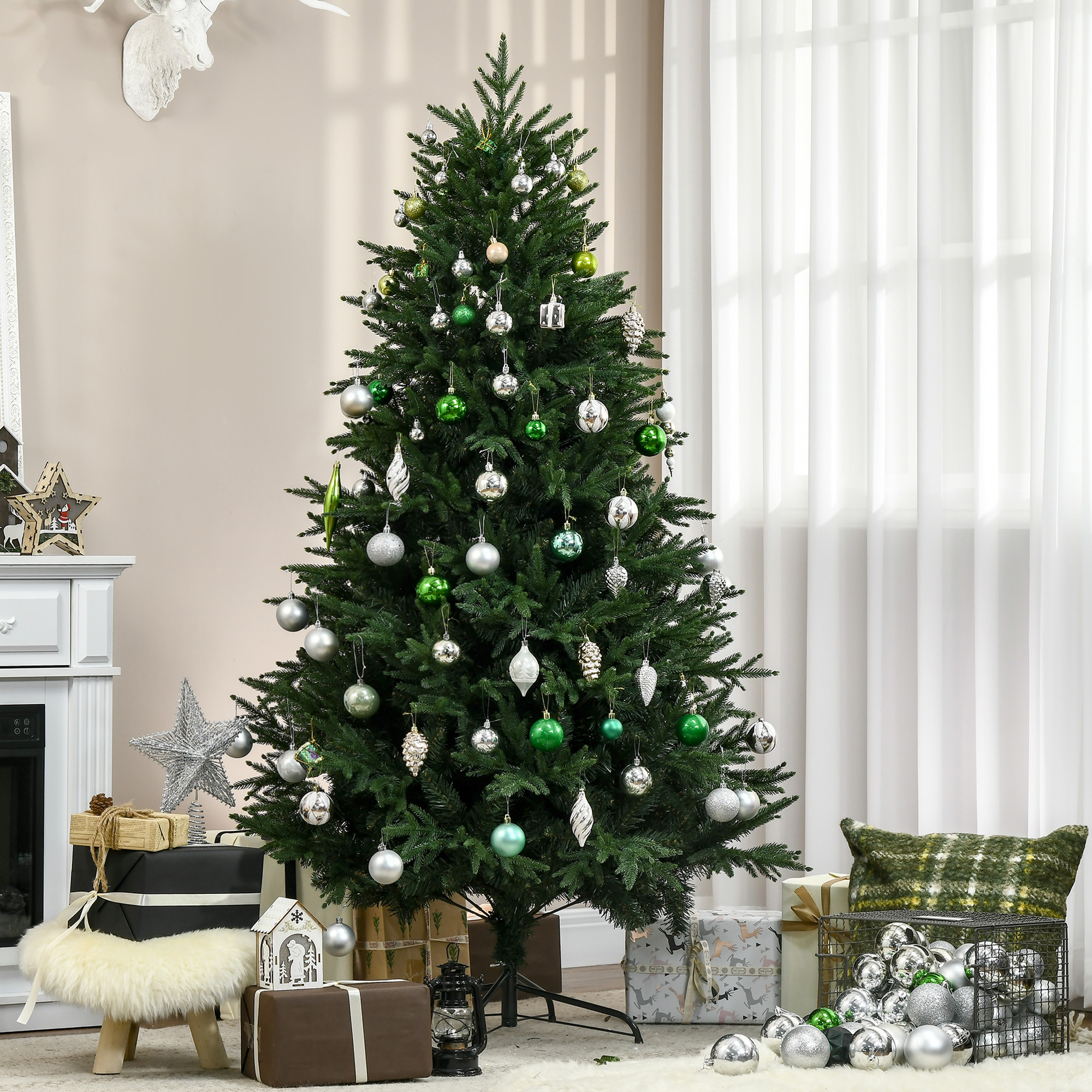 Kunsttanne Weihnachtsbaum realistisch PVC/PE, 180 cm, Grün